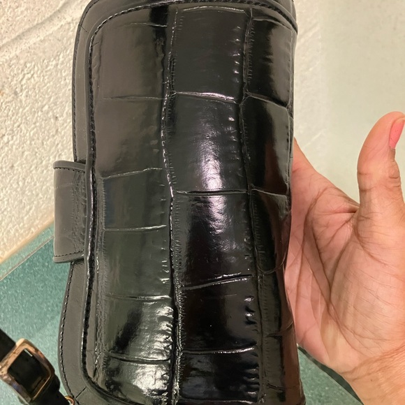 Brighton Crossbody Black Leather Bag Purse Croc Embossed Western Cowgirl Cottage - Picture 9 of 17